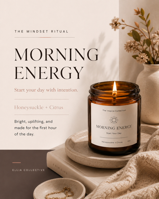 Morning Energy Honeysuckle Candle for Her, Uplifting Self-Care Gift, Motivational Candle
